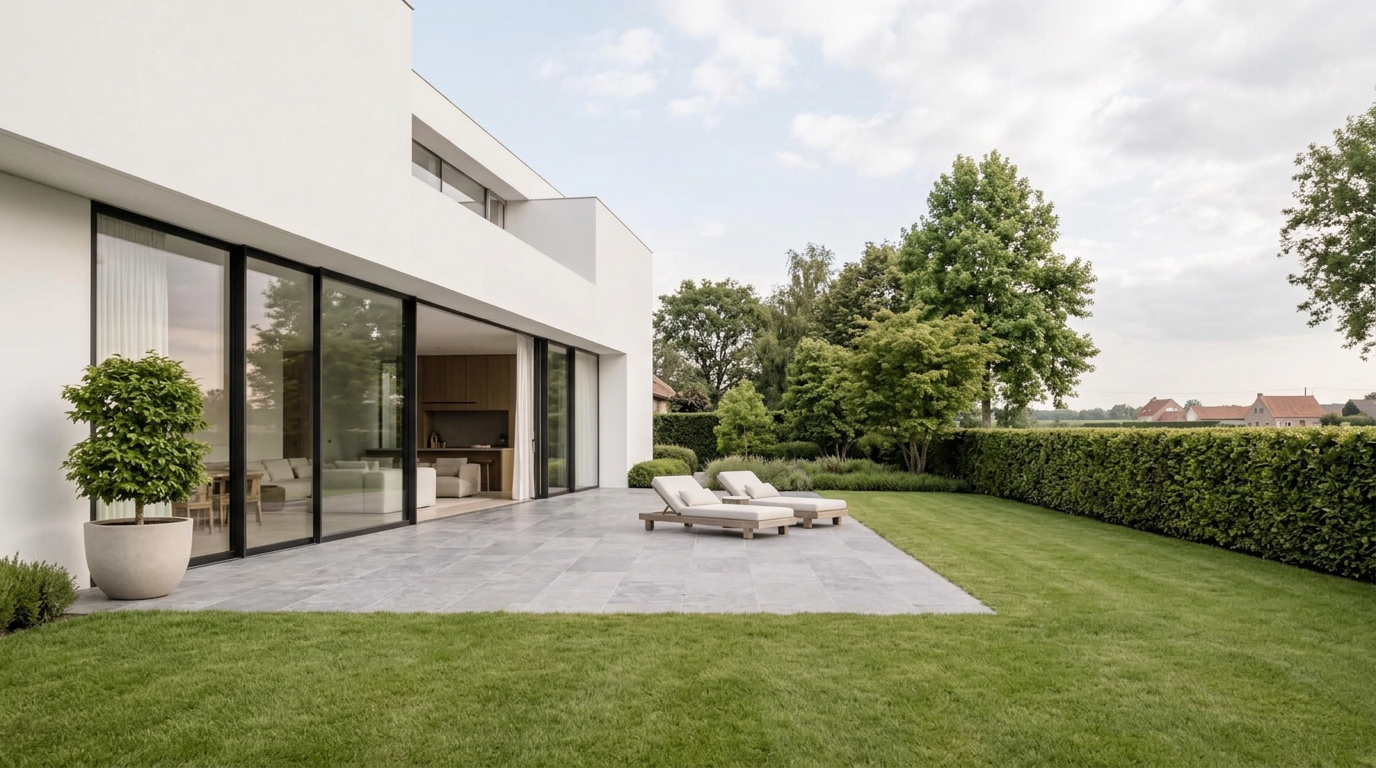 Lichte hedendaagse Belgische woning met grote raampartijen