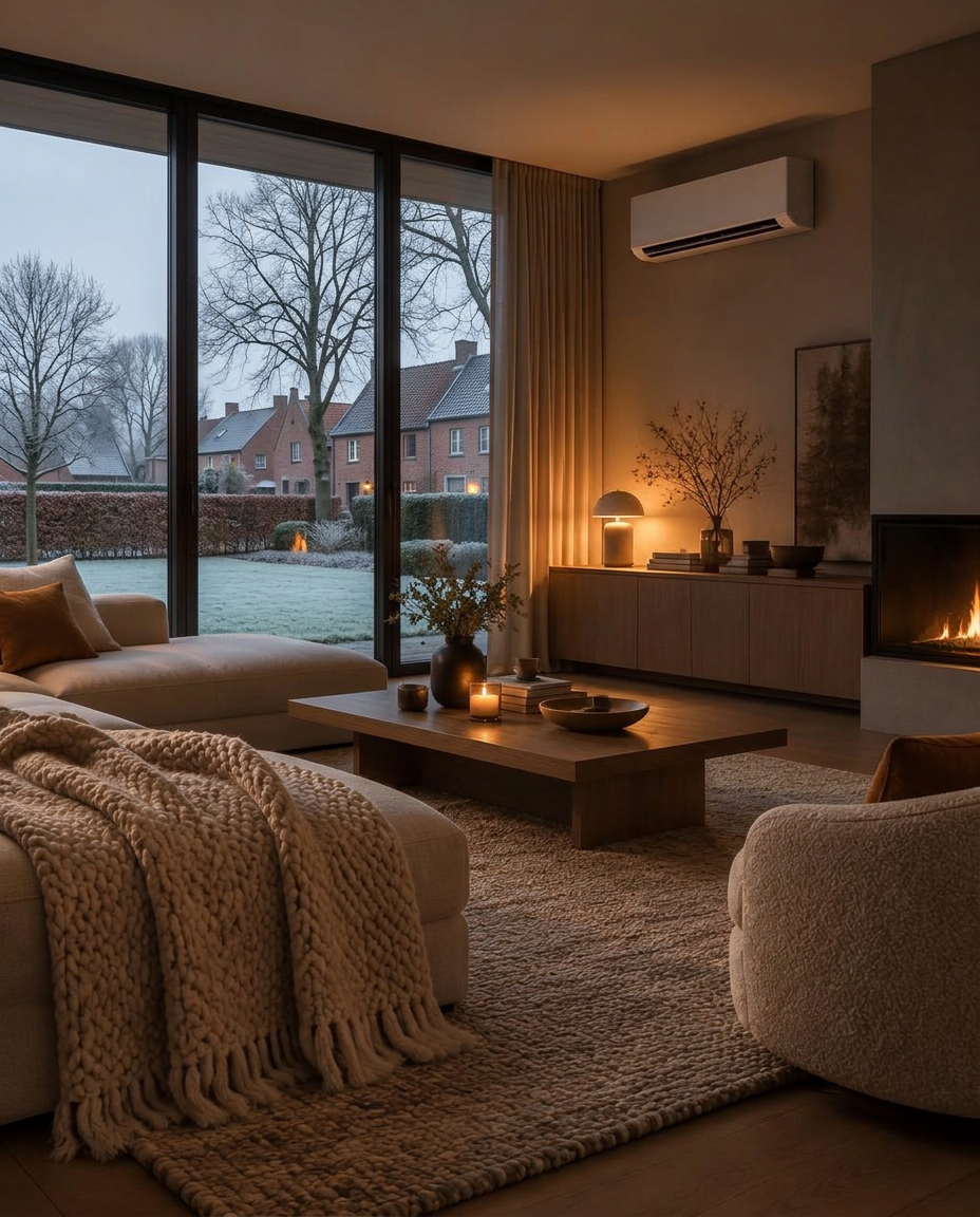 Verwarmen — interieur in de winter